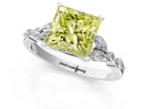 White gold Fancy Yellow Princess Cut Diamond Solitaire Ring with Side Stones and Four-Prong Setting_42