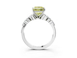 White gold Fancy Yellow Princess Cut Diamond Solitaire Ring with Side Stones and Four-Prong Setting_44