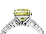 White gold Fancy Yellow Princess Cut Diamond Solitaire Ring with Side Stones and Four-Prong Setting_45