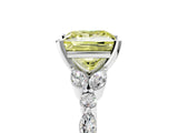 White gold Fancy Yellow Princess Cut Diamond Solitaire Ring with Side Stones and Four-Prong Setting_46