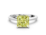 White gold Fancy Yellow Princess Cut Diamond Solitaire Ring with Six-Prong Setting and Classic Band_35