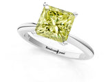 White gold Fancy Yellow Princess Cut Diamond Solitaire Ring with Six-Prong Setting and Classic Band_41