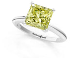 White gold Fancy Yellow Princess Cut Diamond Solitaire Ring with Six-Prong Setting and Classic Band_42