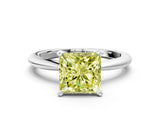 White gold Fancy Yellow Princess Cut Diamond Solitaire Ring with Six-Prong Setting and Classic Band_46
