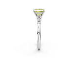 White gold Fancy Yellow Princess  Cut Diamond Solitaire Ring with Tapered Baguette Accents and Four-Prong Setting_2
