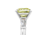 White gold Fancy Yellow Princess  Cut Diamond Solitaire Ring with Tapered Baguette Accents and Four-Prong Setting_5