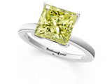 White gold Fancy Yellow Princess Cut Diamond Solitaire Ring with Thin Band and Prong Setting_27