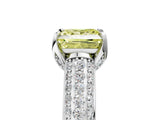 White gold Fancy Yellow Princess Cut Diamond Solitaire Ring with Three-Row Pavé Band and Four-Prong Setting_34