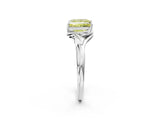 White gold Fancy Yellow Princess Cut Diamond Solitaire Ring with Twist Band and Four-Prong Setting_78