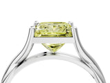 White gold Fancy Yellow Princess Cut Diamond Solitaire Twist Band Prong Setting Ring_107