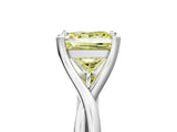 White gold Fancy Yellow Princess Cut Diamond Solitaire Twist Band Prong Setting Ring_108