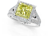 White gold Fancy Yellow Princess Cut Diamond Split Shank Halo Ring with Four-Prong Setting_30