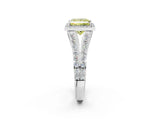 White gold Fancy Yellow Princess Cut Diamond Split Shank Halo Ring with Four-Prong Setting_31