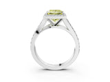 White gold Fancy Yellow Princess Cut Diamond Split Shank Halo Ring with Four-Prong Setting_32