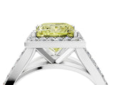 White gold Fancy Yellow Princess Cut Diamond Split Shank Halo Ring with Four-Prong Setting_33