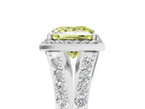 White gold Fancy Yellow Princess Cut Diamond Split Shank Halo Ring with Four-Prong Setting_34