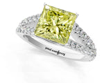 White gold Fancy Yellow Princess Cut Diamond Split Shank Pavé Engagement Ring with Four-Prong Setting_30
