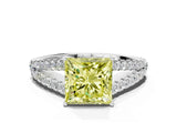 White gold Fancy Yellow Princess Cut Diamond Split Shank Pavé Engagement Ring with Four-Prong Setting_30