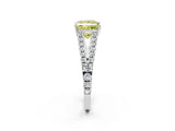 White gold Fancy Yellow Princess Cut Diamond Split Shank Pavé Engagement Ring with Four-Prong Setting_31