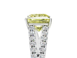 White gold Fancy Yellow Princess Cut Diamond Split Shank Pavé Engagement Ring with Four-Prong Setting_35