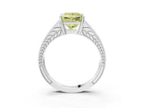 White gold Fancy Yellow Princess Cut Diamond Split Shank Ring with Pavé Band and Four-Prong Setting_20