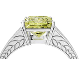 White gold Fancy Yellow Princess Cut Diamond Split Shank Ring with Pavé Band and Four-Prong Setting_21
