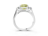 White gold Fancy Yellow Princess Cut Diamond Three-Stone Engagement Ring with Prong Setting and Pavé Band_3