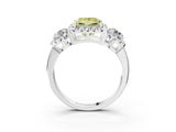 White gold Fancy Yellow Princess Cut Diamond Three-Stone Halo Ring with Prong Setting and Pavé Accents_3