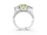 White gold Fancy Yellow Princess Cut Diamond Three-Stone Ring with Channel Set Band and Four-Prong Setting_49