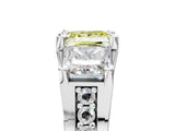 White gold Fancy Yellow Princess Cut Diamond Three-Stone Ring with Channel Set Band and Four-Prong Setting_50