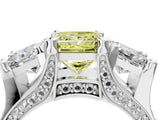 White gold Fancy Yellow Princess Cut Diamond Three-Stone Ring with Channel Set Band and Four-Prong Setting_50
