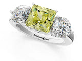 White gold Fancy Yellow Princess Cut Diamond Three-Stone Ring with Prong Setting and Classic Band_47