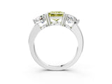 White gold Fancy Yellow Princess Cut Diamond Three-Stone Ring with Prong Setting and Classic Band_49