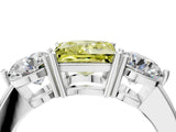 White gold Fancy Yellow Princess Cut Diamond Three-Stone Ring with Prong Setting and Classic Band_50