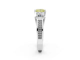 White gold Fancy Yellow Princess Cut Diamond Three-Stone Ring with Prong Setting and Textured Band_14