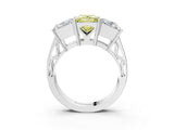 White gold Fancy Yellow Princess Cut Diamond Three-Stone Ring with Prong Setting and Textured Band_15