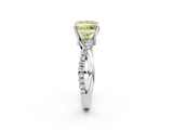 White gold Fancy Yellow Princess  Cut Diamond Twist Band Solitaire with Prong Setting_2