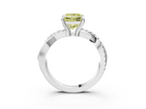 White gold Fancy Yellow Princess  Cut Diamond Twist Band Solitaire with Prong Setting_3