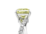 White gold Fancy Yellow Princess  Cut Diamond Twist Band Solitaire with Prong Setting_5