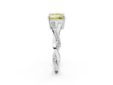 White gold Fancy Yellow Princess  Cut Diamond Twisted Band Engagement Ring with Prong Setting_5