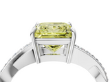 White gold Fancy Yellow Princess  Cut Diamond Twisted Band Engagement Ring with Prong Setting_7