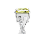 White gold Fancy Yellow Princess  Cut Diamond Twisted Band Engagement Ring with Prong Setting_8
