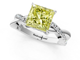 White gold Fancy Yellow Princess  Cut Diamond Twisted Band with Pavé Setting and Four-Prong Setting_13