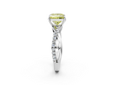 White gold Fancy Yellow Princess  Cut Diamond Twisted Band with Pavé Setting and Four-Prong Setting_14
