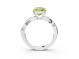 White gold Fancy Yellow Princess  Cut Diamond Twisted Band with Pavé Setting and Four-Prong Setting_15