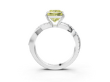 White gold Fancy Yellow Princess  Cut Diamond Twisted Band with Pavé Setting and Four-Prong Setting_27