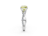 White gold Fancy Yellow Princess  Cut Diamond Twisted Band with Pavé Setting and Four-Prong Setting_30