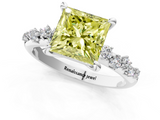 White gold Fancy Yellow Princess  Cut Diamond Vine Band with Four-Prong Setting_1