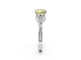 White gold Fancy Yellow Princess  Cut Diamond with Milgrain Marquise and Bezel Accents on a Solitaire Band with Prong Setting_2