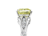 White gold Fancy Yellow Princess  Cut Diamond with Milgrain Marquise and Bezel Accents on a Solitaire Band with Prong Setting_5